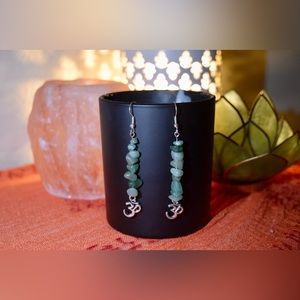 Handmade Green Aventurine “Ohm” Earrings - All NATURAL Gemstones - Nickel Free